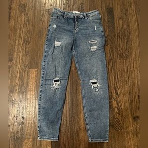 Blue Abercrombie kids high rise mini mom jeans, size 15/16
